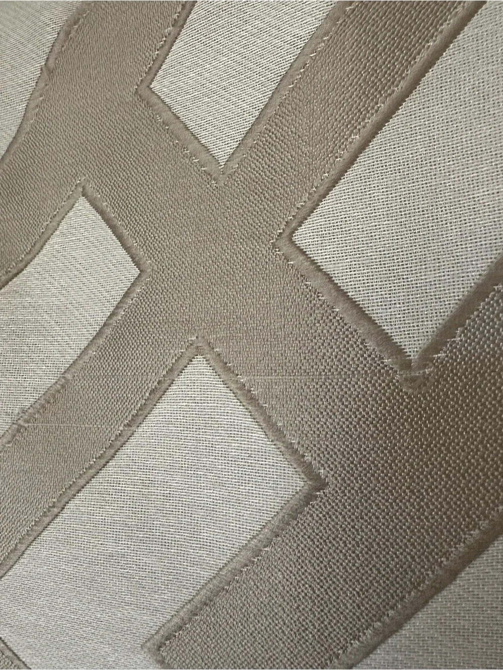 Geometric Luxury Jacquard Linen Curtain Panels Set of 2 Taupe Grey NWT